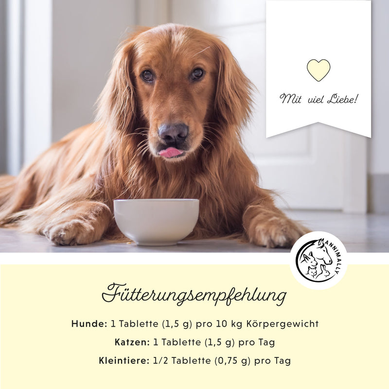 Fütterungsempfehlung der Bierhefe Tabletten für Hunde, Katzen & Kleintiere